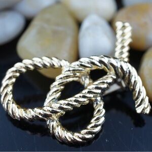 Vintage art, deco nodded, rope, brooch, Elegant Gold